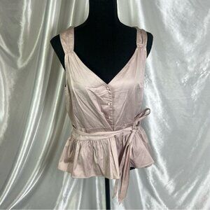 2/$13 Express Pink Sleeveless Tie Belt Peplum Blouse – Size Large – NWT